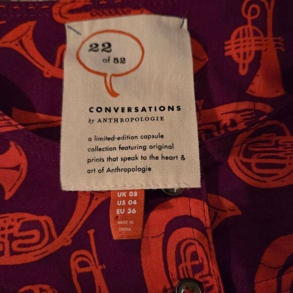 Anthropologie 22 of 52 Conversations L/S Top size 4 - Picture 3 of 7